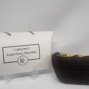 GINA - CHOCOLATE BROWN AND GOLD  SOFT CLUTCH BAG