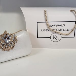 DENVER -  WHITE AND SILVER RHINESTONE BOX CLUTCH BAG