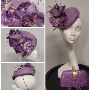 CHARLEEN - LILAC AND PURPLE SLOPED FASCINATOR
