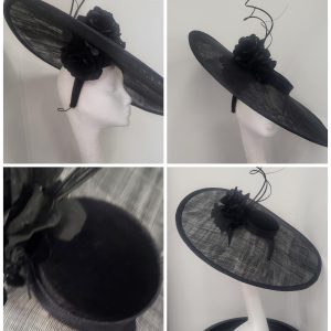 MELINDA - EXTRA LARGE BLACK FASCINATOR  - EX HIRE