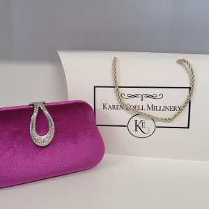 COLORADO - FUSCHIA PINK AND  SILVER RHINESTONE BOX CLUTCH BAG