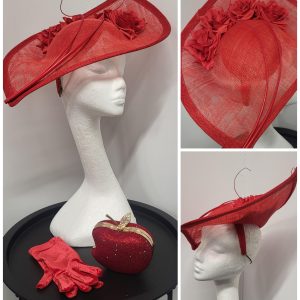 DALLAS - RED STATEMENT POINTED BRIM FASCINATOR