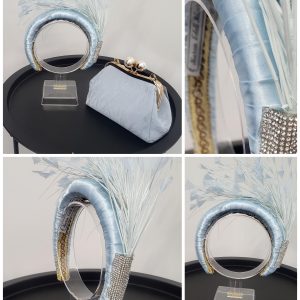 CHERRY - BABY BLUE AND SILVER HAIRBAND FASCINATOR