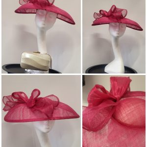 ROBERTA - GEISHA PINK LARGE BRIM FASCINATOR  - SAMPLE SALE - HALF PRICE