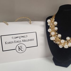 BEATRICE - MULTISTRAND GOLD AND PEARL NECKLACE COLLAR  BIB
