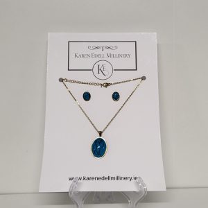 CHEROKEE - TURQUOISE AND GOLD PENDANT AND EARRINGS SET