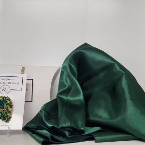 BOTTLE GREEN PASHMINA WRAP SCARF AND BROOCH GIFT SET