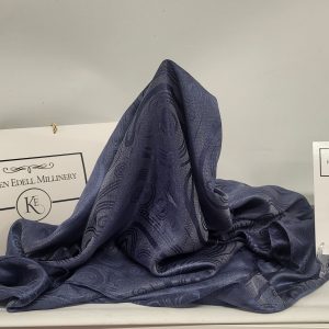 NAVY PASHMINA WRAP SCARF AND BROOCH GIFT  SET