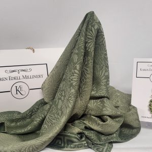 OLIVE GREEN PASHMINA WRAP SCARF AND BROOCH GIFT SET