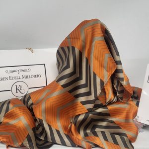 ORANGE AND BROWN PASHMINA WRAP SCARF AND BROOCH GIFT SET