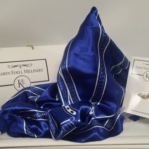 ROYAL BLUE SCARF AND BROOCH GIFT SET