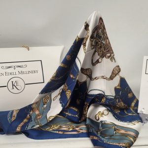 NAVY AND WHITE SCARD AND SCARF RING SET