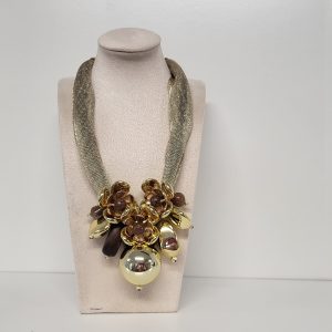ETTIE - GOLD AND BROWN COLLAR BIB NECKLACE