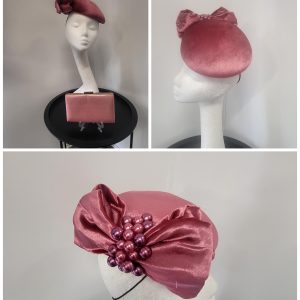 TANYA - DUSKY PINK VELVET FASCINATOR