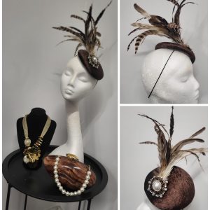 SAMANTHA -  CHOCOLATE BROWN  VELVET FASCINATOR  EX HIRE