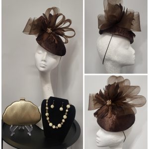 BREE - CHOCOLATE BROWN VELVET SLOPED FASCINATOR
