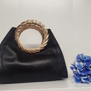 PANSY - BLACK AND GOLD GRAB CLUTCH BAG