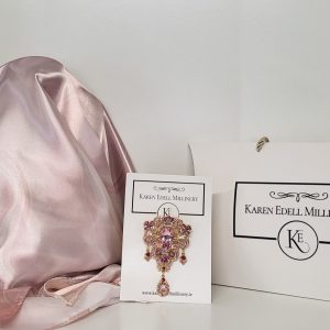 PINK AND IVORY SCARF WITH BROOCH GIFT SET