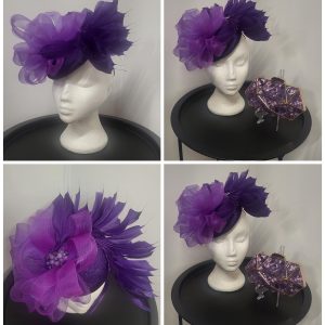 BEVERLY - PURPLE FASCINATOR - SAMPLE SALE - HALF PRICE