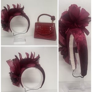 ADENA - WINE VELVET HAIRBAND FASCINATOR