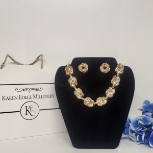 EDEN - CHUNKY GOLD COLLAR BIB NECKLACE AND EARRINGS SET