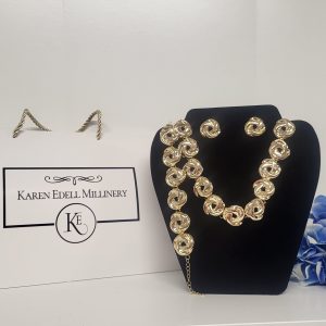 LACEY - CHUNKY GOLD COLLAR BIB NECKLACE , EARRINGS AND BRACELET SET