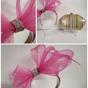 FREYA - HOT PINK AND SILVER FASCINATOR - SAMPLE SALE HALF PRICE